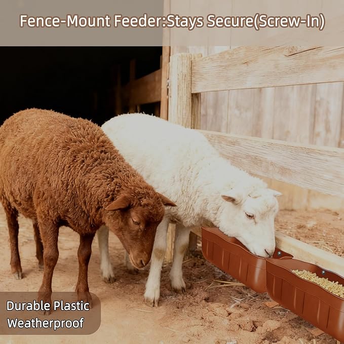 Chicken Feeder Waterer,Hanging Goat Feeders,Feed Trough 3.5 Quart 2 Pack,Hanging Fence Feed Trough for Poultry Livestock,Terracotta