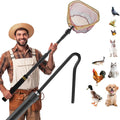 Chicken Catcher Net,37 to 64in Chicken Catcher Leg Hook Extra Long Handle Animal Catcher Pole Heavy Duty with Frosted Tube Extension Pole Poultry Hook Fowl Catcher (Black Tube)