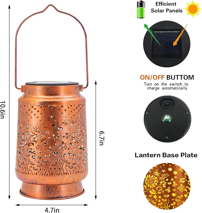 Solar Lanterns Outdoor Garden Decor,Sunflower Birthday,Retirement Gifts for Women, Mom, Grandma, Friend, Thanksgiving, Decorative Waterproof Hanging LED for Yard, Patio, Lawn, Landscape, Backyard