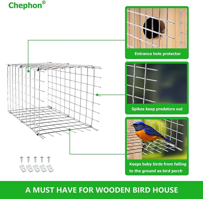 Bluebird House Predator Guards 2 Pcs, Strong Metal Wire Birdhouse Entrance Protector Guard Bird House Protector Guards for Eastern Bluebird Box (Square)