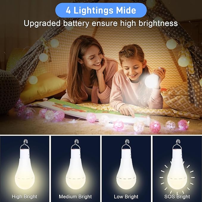 Solar Chicken Coop Light with Timer, 350LM 4 Modes Automatic Timer 2/4/6/8 Hours, USB Rechargeable, Waterproof Camping Tent Hiking Hurricane Outdoor Indoor Emergency LED Light (2)
