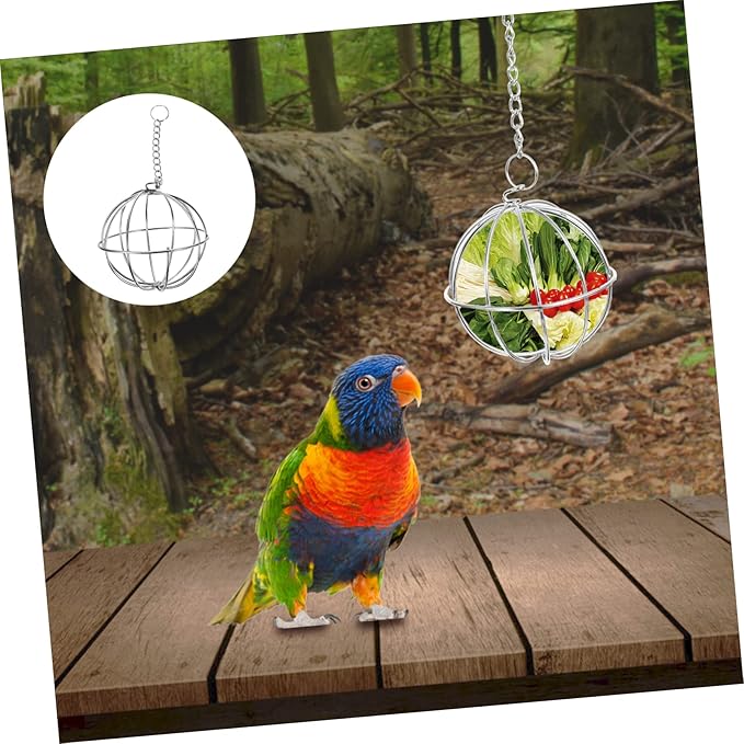 GALPADA 4pcs Stainless Steel Hanging Chicken Vegetable Feeder Shape Poultry Treat Holder for Hens Parrots and Animals Easy to Install Keeps Food Fresh