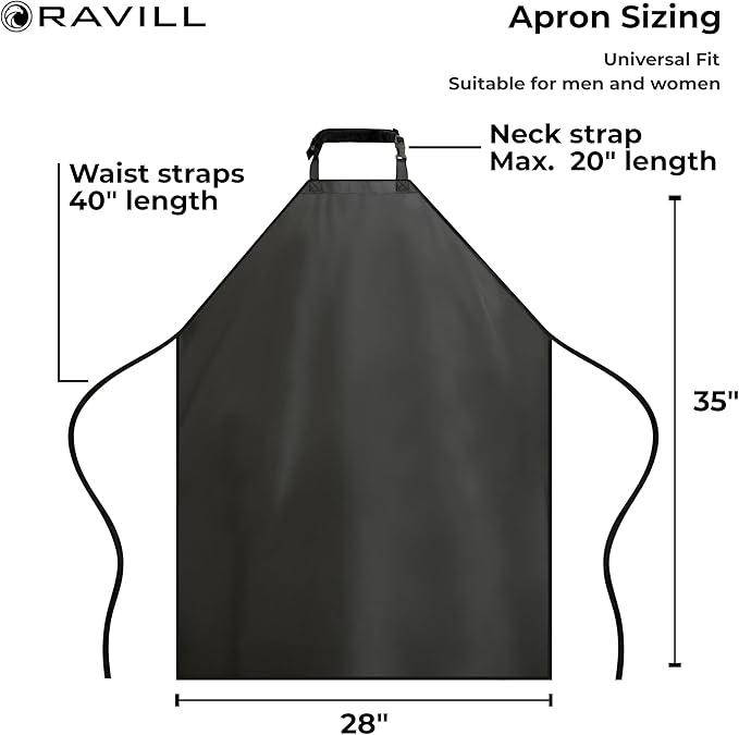 Waterproof Apron For Men and Women - 35" Multi Purpose Work Aprons for Dishwashing, Dog Grooming, Cleaning