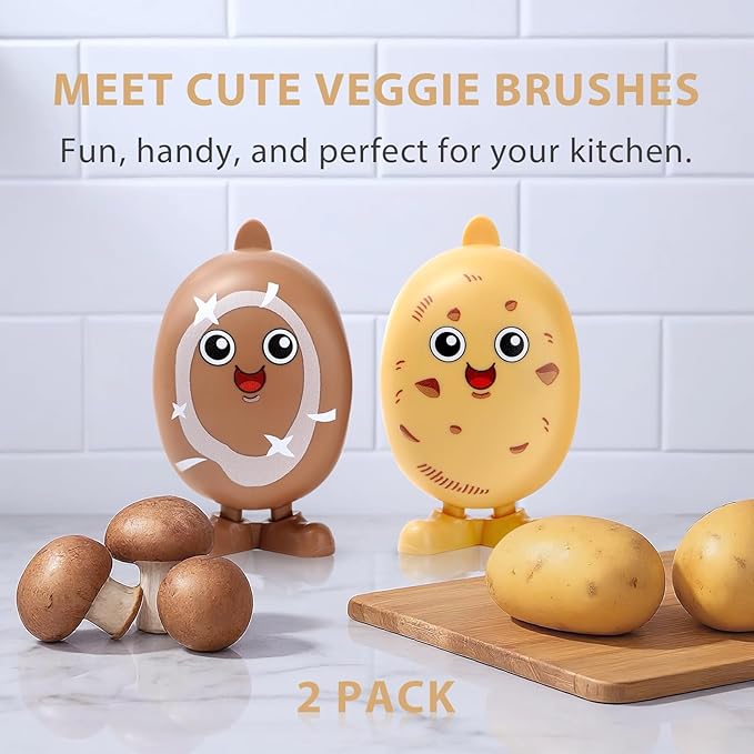 Vegetable Brush Scrubber, Potato Mushroom Scrubber Brush Cleaning Veggie Fruit Wash Cleaner for Food, 2 Pcs