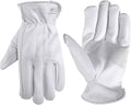 Wells Lamont Men’s Full Leather Goatskin Work Gloves, Reinforced Palm Patch with Elastic Wrist, Soft Grain Leather for Durability, Comfort, and Dexterity