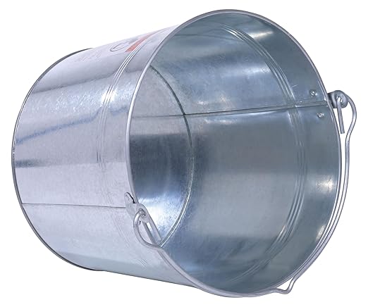 Vestil BKT-GAL-500 Galvanized Steel Bucket, 10-3/4" Depth, 5 gallon, 44 pound Capacity