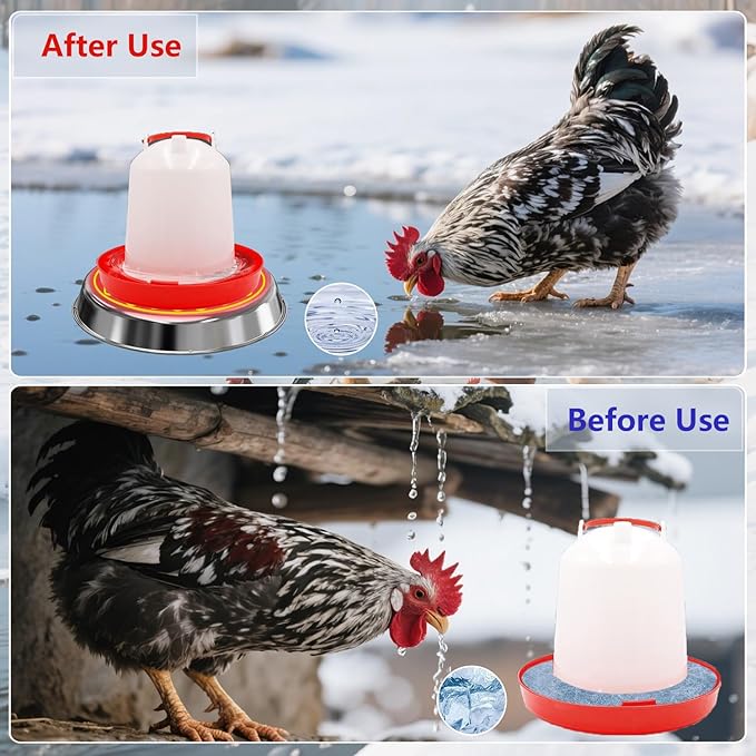 12in Chicken Warer Heater for Winter,5 Gallon Chicken Water Heated Base,Automatic Electric Poultry Winter Deicer Heated Base for Plastic/Metal Poultry Water