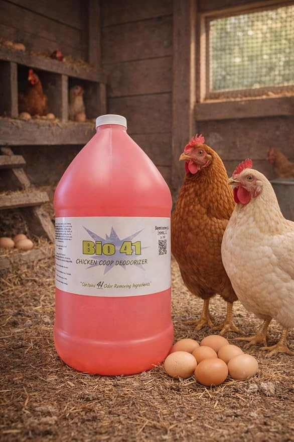 Chicken Coop Deodorizer – All Natural Ingredients for Ammonia Control and Odor Eliminator for Poultry – Works in Coops, Brooders, Next Boxes, Waste Areas, Roosting Area and Bedding – One Gallon