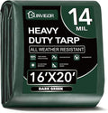 Sunvigor Tarp Waterproof 16x20Ft, Extra Thick 14 Mil Heavy Duty Tarp Cover, Tear & Fade Resistant, Outdoor Tarps with Brass Grommets and Reinforced Edges for Roof, Camping, Patio, Boat (Green)