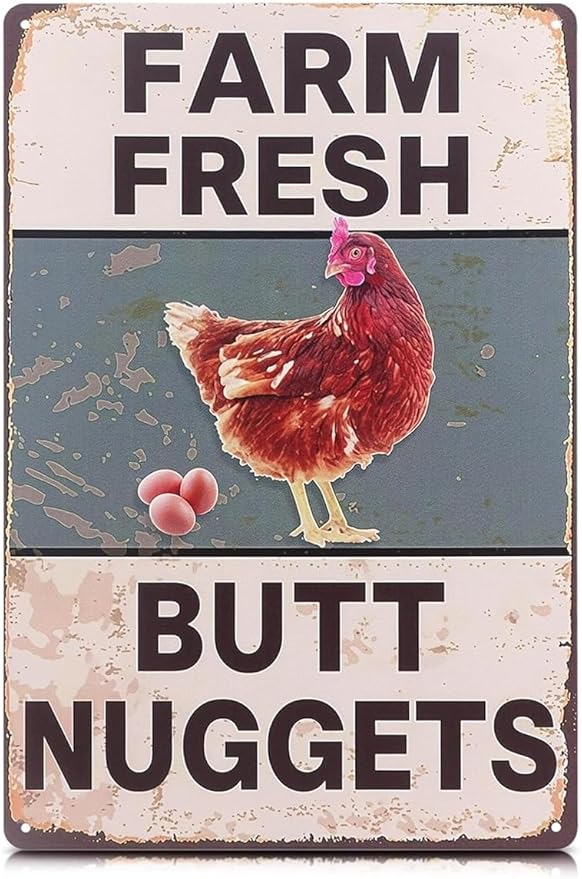Metal Funny Chicken Coop Signs for Outside 8x12 in – Farm House Kitchen Decorations – Rustic Tin Farmhouse Wall Art and Vintage Chicken Decor for Kitchen, Porch, Barn, Backyard, Garden or Country Home