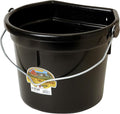 Little Giant® Plastic Animal Feed Bucket | Flat Back Feed Bucket with Knob Ball & Metal Handle | Made in USA | 22 Quarts | Black
