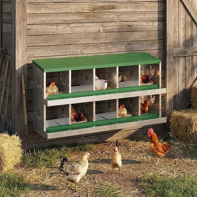 10 Holes Chicken Nesting Boxes, Nesting Boxes for Chickens, Easy to Clean and Install, Chicken Laying Box for Outdoor Chicken Coop Farm Yard, Green