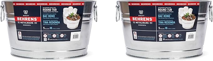 Behrens 5 Gallon Round Steel Tub (2 Tubs)