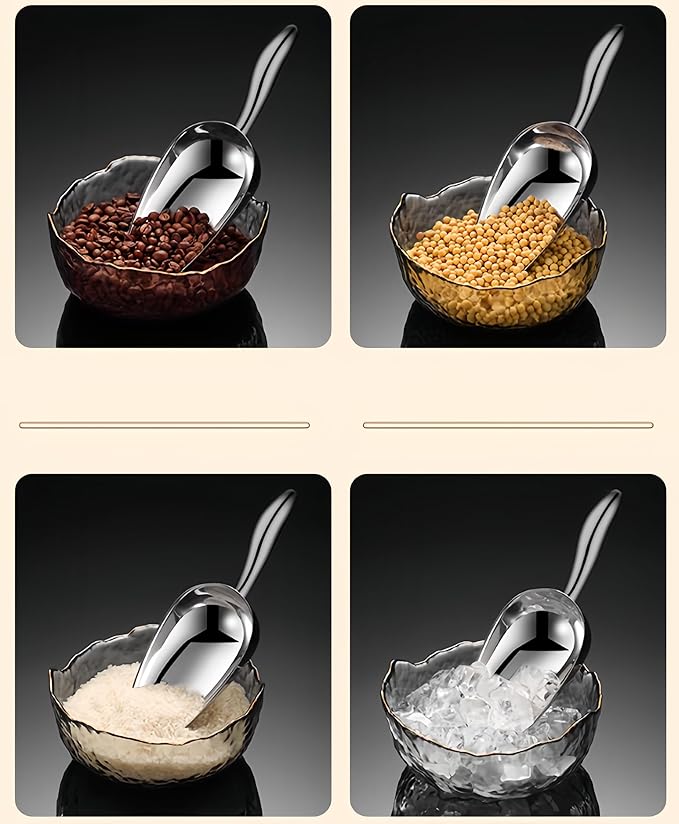 Ice Cube Scoop for Freezer Stainless Steel Ice Scoops Shovel for Ice Maker Coffee Bean Food Candy Flour Popcorn,6OZ Small Kitchen Utility Scoops with Good Grip Handle for Bar Outdoor Party