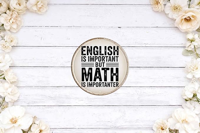 English Math Humor Metal Sign 8x8in Round Teacher Plaque for Classroom Wall Decor Educational Gift