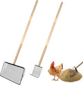 succulentlovers 2 Pack Chicken Poop Scooper & Chicken Coop Rake, Large Metal Chicken Scoop 3 in 1 Sifting Shovel Wooden Handle, Detachable Chicken Coop Cleaning Tools for Chicken Coop Accessories