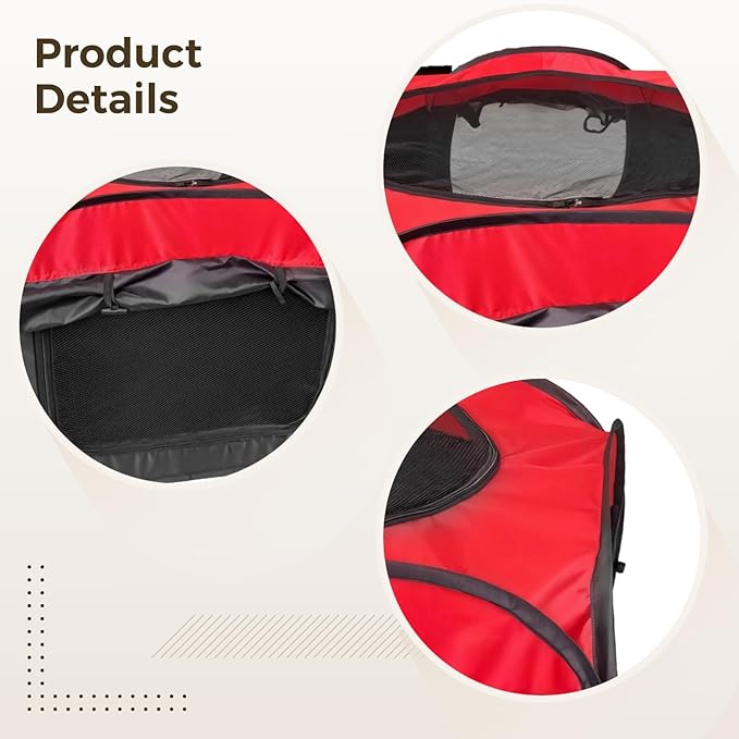 Brooder Kit Chicken Portable, Chicks for Box Brooder Indoor, Ventilation with Fabric Oxford, 3.7 Ft X 3.7 Ft X 1.7 Ft, Design Red-Black