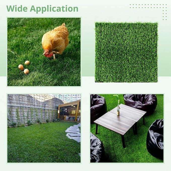Homaisson 12Pack Chicken Nesting Pads, 12”x12” Nesting Box Pads Artificial Grass Washable Chicken Coop Bedding Laying Rug Fake Turf Mats Grass Carpet Garden Lawn for Hen Small Pets