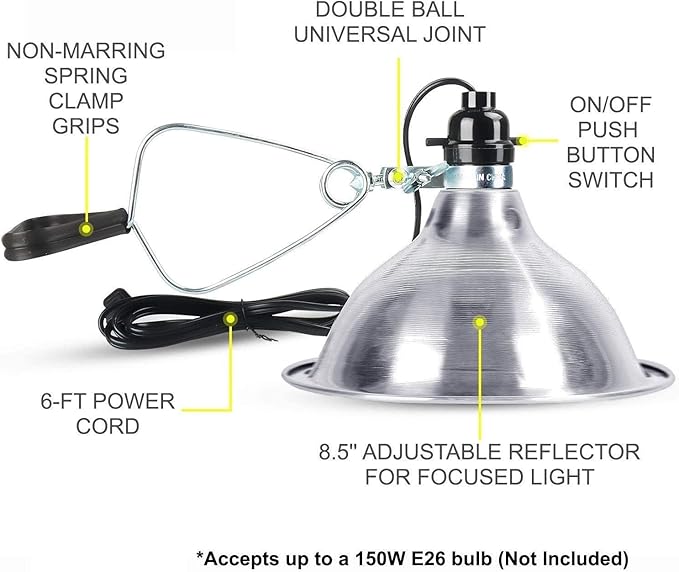 Simple Deluxe Adjustable Clamp Lamp Light Socket with 8.5 Inch Aluminum Reflector, Suit for Max 150 Watt Lamp (No Bulb Included), 6ft 18/2 SPT Cord, 6-Pack