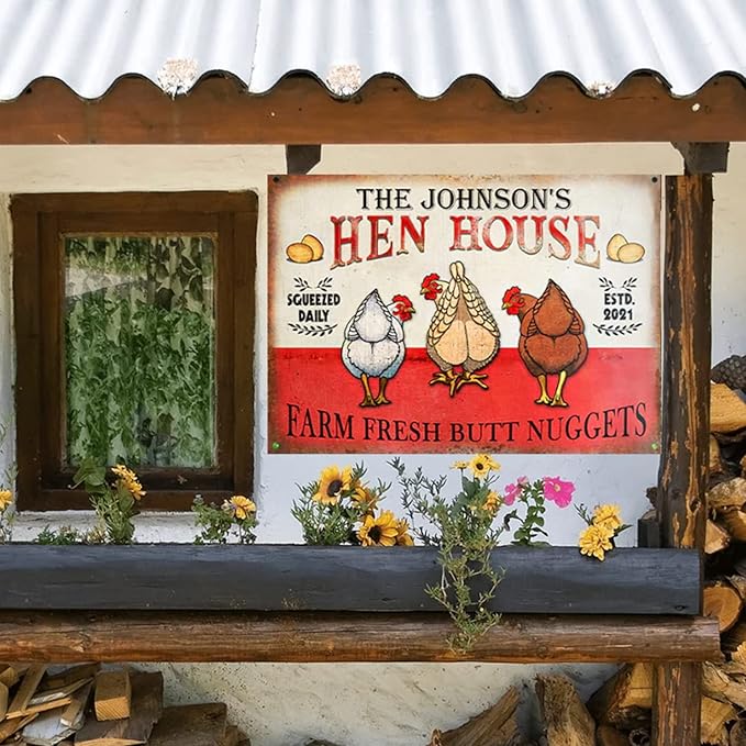 Personalized Chicken Hen House Nuggets Customized Classic Metal Signs Chicken Signs, Chicken Coop Accessories Décor