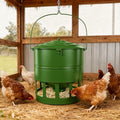 Metal Hanging Chicken Feeder No Waste, Rain-Proof Automatic Chicken Feeders, No-Spill Poultry Feeder, Rat Proof Gravity Chicken Feeder with 12 Ports for Farm & Backyard Chicken Coop