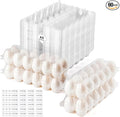 60 Pack Duck Egg Cartons Jumbo Egg Cartons Cheap Bulk with Sticker Labels Clear Empty Plastic Egg Containers Extra Large for Home Ranch Farm Commercial Market Display, 2×6 Grids