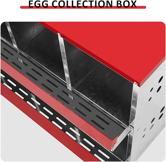 8 Compartment Chicken Nesting Boxes, Brooder Boxes Nest Box for Poultry, Heavy Hens Roosting Box with Protection, Ventilated Bottom, Durable Chicken Coop Easy to Install and Clean (Red)