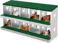 Metal Chicken Nesting Boxes, Heavy-Duty Galvanized Steel Egg Laying Box with 10 Compartments, Rustproof, Easy to Install & Clean, Wall-Mountable Design for Poultry Coops- Green Without Stand