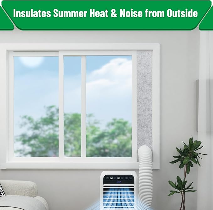 Forestchill Portable Air Conditioner Window Vent Kit with Insulation Foam Panels, Adjustable AC Vent Seal Kit with Mesh Guard for 5" Diameter Exhaust Hose, Insulates Heat & Reduces Noise from Outside