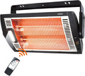 Shinic Electric Garage Heaters with Remote Control, 1500W/750W Ceiling Mounted Radiant Quartz Heater with Work Light, 90° Rotation, 5 Mode Settings, Electric Heater for Garage, Shop, Patio Large Room