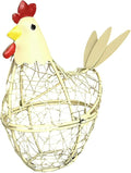 Iron Wire Hen Shape Egg Basket, Egg Holder Farm Fresh Egg Storage Container Decorative, Chicken Decoration for Kitchen Dining (Yellow)