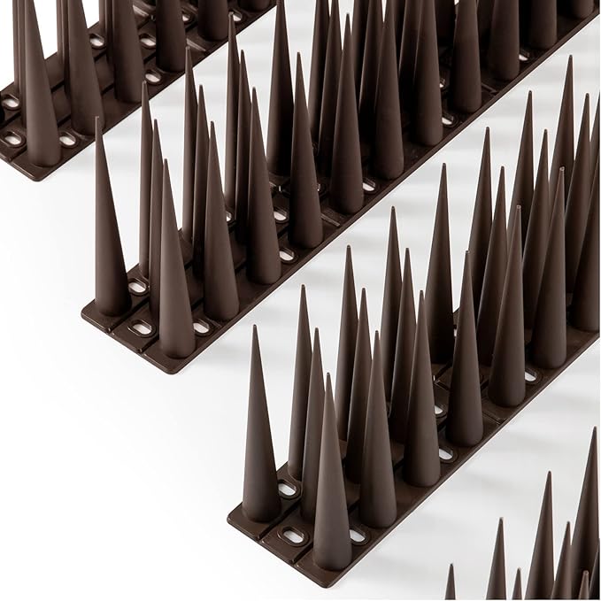 OFFO Bird Spikes Pigeon Outdoor Spikes for Cat Keep Birds Raccoon Woodpecker Away Covers 20 Feet(6.1m), Brown