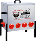 100 LB Automatic Chicken Feeder 10 Port L No-Waste Ports Heavy-Duty Outdoor Metal Feeder with Adjustable Height,Locking Lid & Riveted Handles,Rustproof Feed Box for Poultry & Backyard