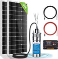ECO-WORTHY 200W 24V Solar Water Pump System, Large Flow 3.2GPM, 2pcs 100 Watts Solar Panel + Submersible Well Pump + 20A Controller + 16ft Cables for Irrigation Garden Camping
