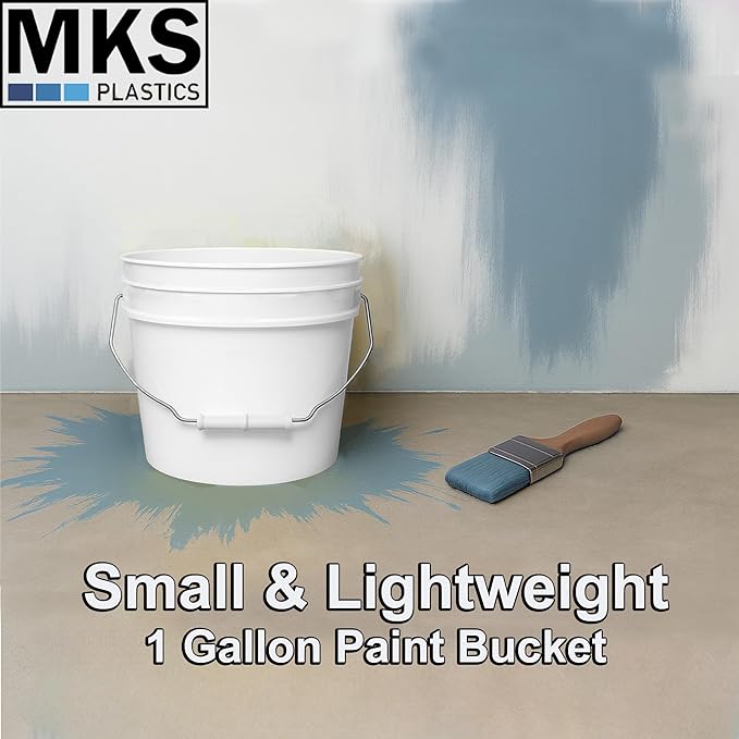 1-Gallon Bucket with Airtight Lid – Made in USA, Food Grade BPA Free Plastic, Heavy Duty Multi-Use, Metal Handle with Grip, Stackable Storage – White, 15 Pack