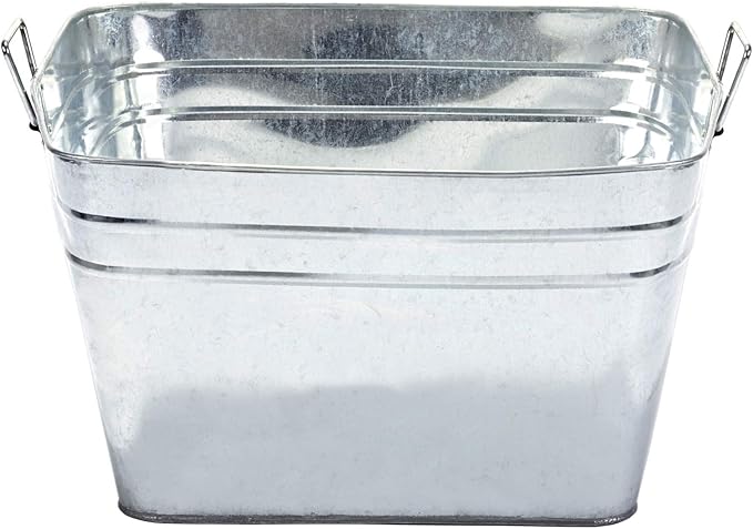 Little Giant Galvanized Square Tub (16 Gallon) Classic Utility Metal Bucket with Handle for Feeding, Watering, & Washing (Item No. GST16)