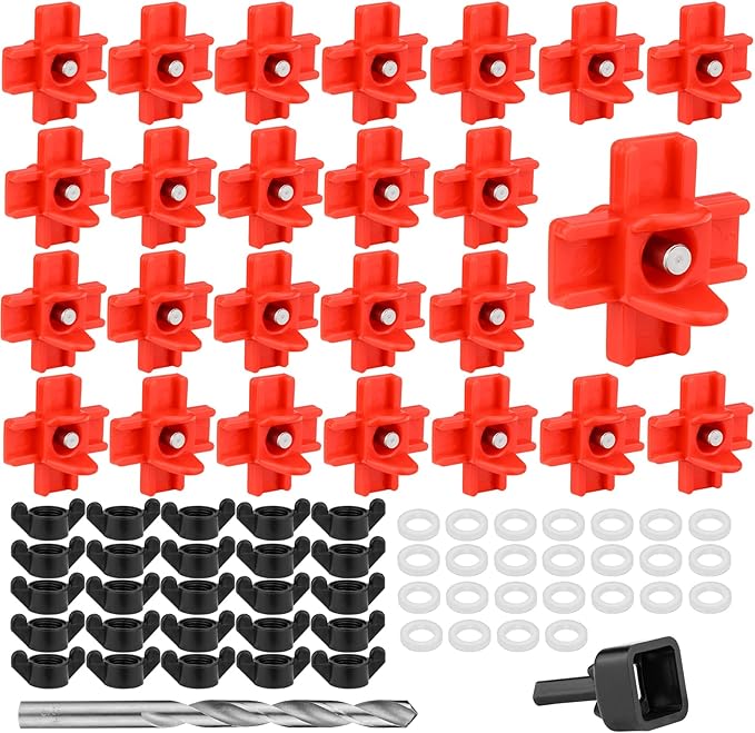 Chicken Water Nipples, 25 Pcs Horizontal Poultry Automatic Waterer Nipples for Bucket with 25 Pcs Ring Gaskets, 25 Pcs Wing Nuts, 9mm Drill Bit and an Installation Tool Ullnosoo
