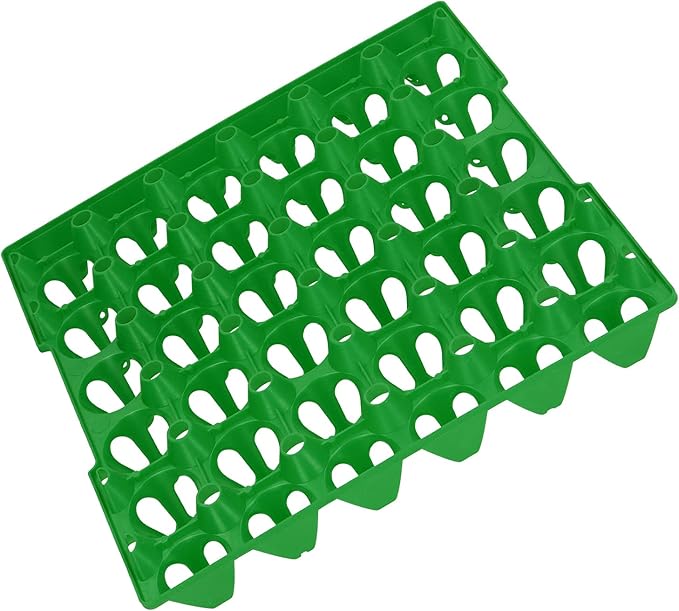30 Cell Plastic Egg Flats, 5PCS Egg Crates Holder Tray for Storage and Transportation, Durable Reusable Design - Stackable, Space Saving, Ideal for Home and Farm Use (Green)