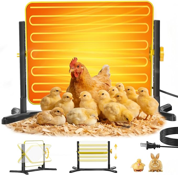 Brooder Plate for Chicks, 50-158°F Brooder & Chicken Heater for Coop with Smart Thermostat, UL certified Radiant Chick Heat Plate for Poultry, 5-Height & 360° Adjustable Angle, Winter Heating