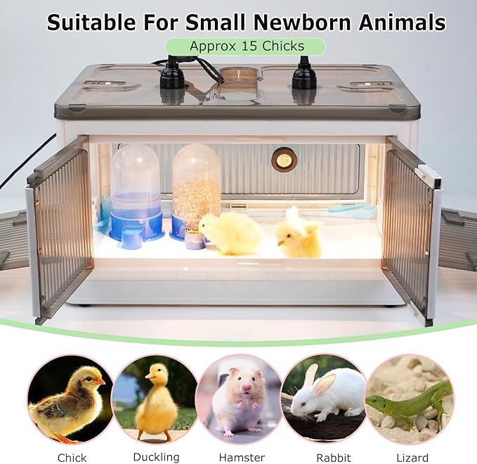 Chicken Brooder Box for Chicks Brooder Heater Chicks Warmer Brooder Plate Kit Chicken Brooder Box Tent Pen with Thermometer for 15 Ducks Bedding Indoor Quail Brooder (20”x14.17”x11.81” White)