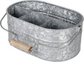 Light & Pro Multipurpose Galvanized Rustic Farmhouse Caddy - Metal 4 Compartment Storage Bin Caddy With Wooden Handle Perfect For Kitchen Utensils, Picnic, Garden Planter - Hammered - Antique Grey