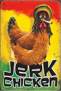 Funny Chicken Sign, Metal Chicken Coop Tin Signs, Jerk Chicken, Yard Sign Garage Farm Garden Wall Decor Sign Plaque Outdoor for Home Fence 8 X 12 Inches