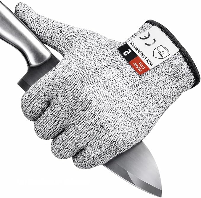 Cut Resistant Gloves Food Grade, Level 5 Protection Kitchen Safety Gloves for Oyster Shucking, Mandolin Slicing, Meat Cutting & Fish Fillet Processing, Lightweight Chef Butcher Gloves, 1 Pair