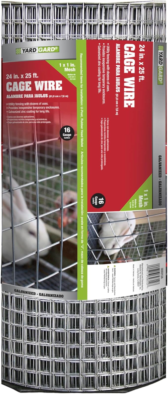 YARDGARD – 1 in. Mesh Welded Wire Fence – 16‑Gauge – 24 in. x 25 ft. Galvanized Steel – for Cage Wire Fencing | Small Animal Enclosures | Garden Protection | DIY Home and Yard Projects