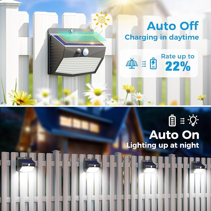 Solar Outdoor Lights, 12 Packs Solar Motion Sensor Security Lights with 3 Lighting Modes Solar Wall Lights Waterproof Solar Powered Lights for Garden Fence Yard