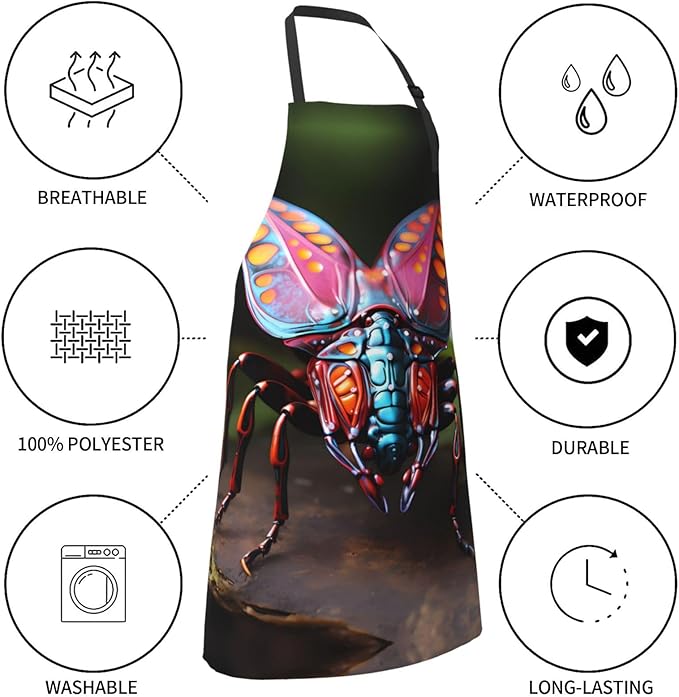 Tyrannosaurus rex Heavy Duty Waterproof Apron with Pockets for AdultsResistant Grilling, Gardening, Painting