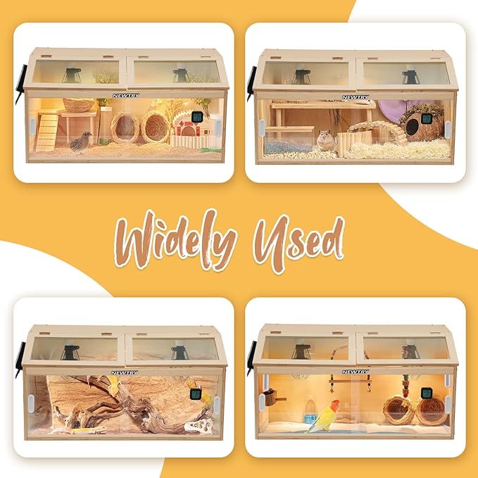 NEWTRY Brooder Box for Chicks 32" Chicken Brooder with 3 Heating Lamp, Waterer, Feeder, 2 Types of Thermometer 32 * 15 * 15” Brooder Box up to 35 Chicks Quail Birds