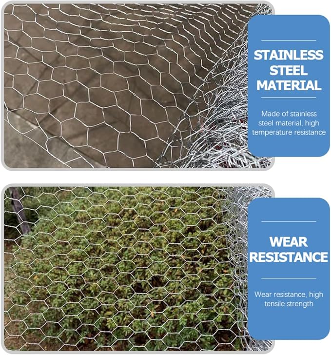 Hexagonal Galvanized Chicken Wire Mesh with Cutting Pliers and Gloves, 0.4m X 5m Poultry Netting for Garden Fencing and Plant Protection