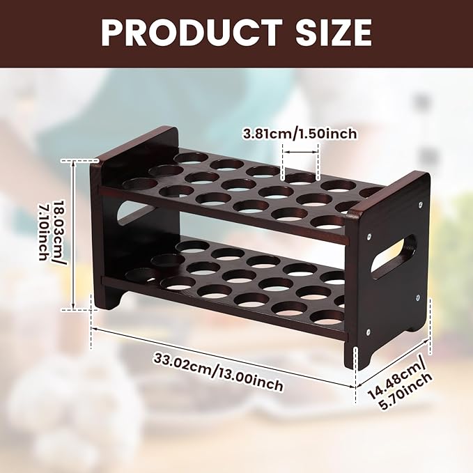 Wooden Egg Holder Countertop, 2-Tier 36-Egg Storage Rack, Farmhouse Egg Basket for Gathering Fresh Eggs, Egg Tray Storage Display Stand, Kitchen Counter Top Organizer for Chicken Duck Quail Eggs