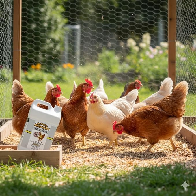 Poultry Guard – Natural Chicken Mite & Lice Treatment – Organic Poultry Parasite Spray & Chicken Coop Cleaner – Safe, Non-Toxic Bug Control for Hens, Coops & Commercial Poultry Farms